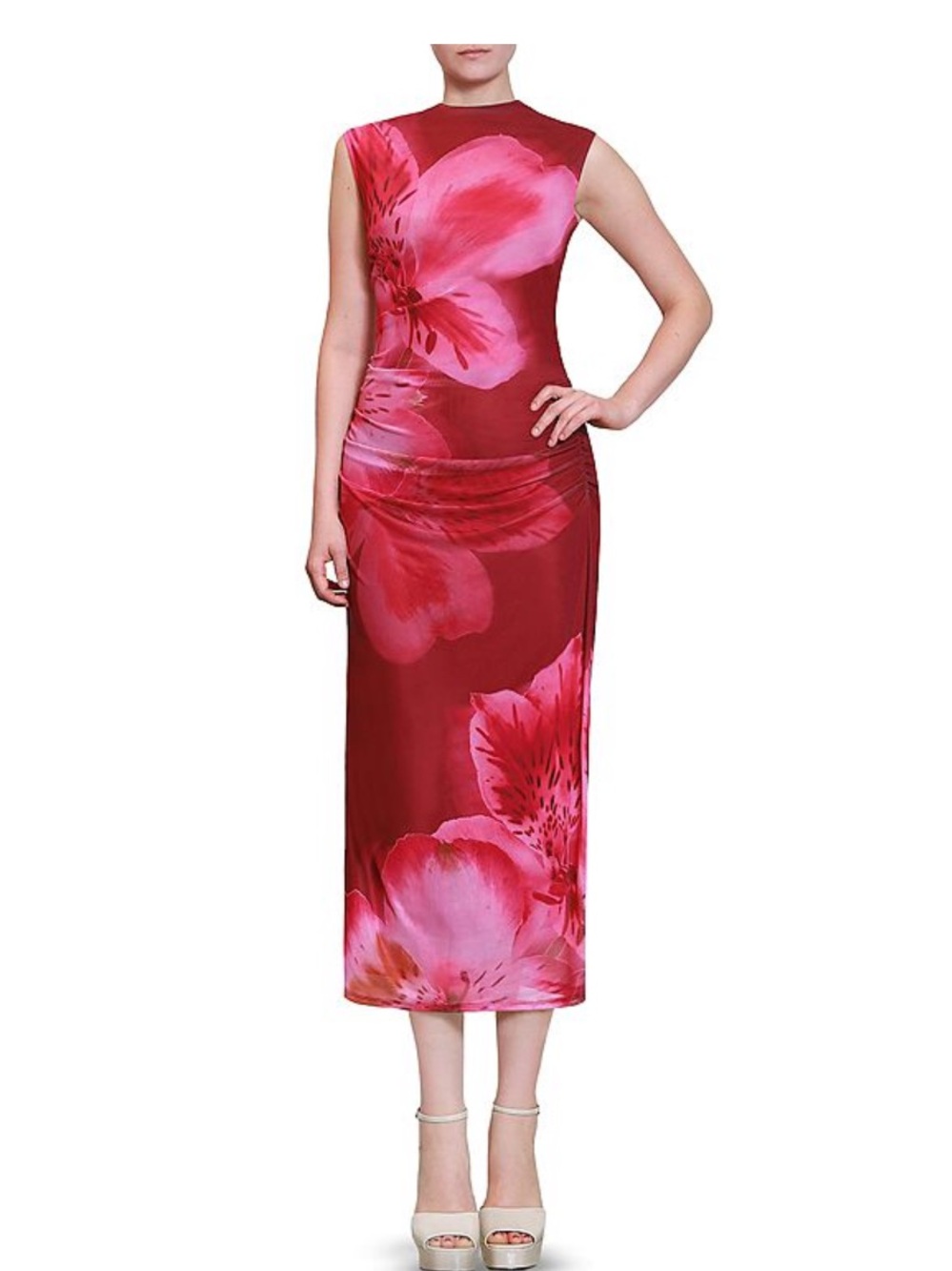 Madden Girl Funnel Neck Ruched Maxi Dress